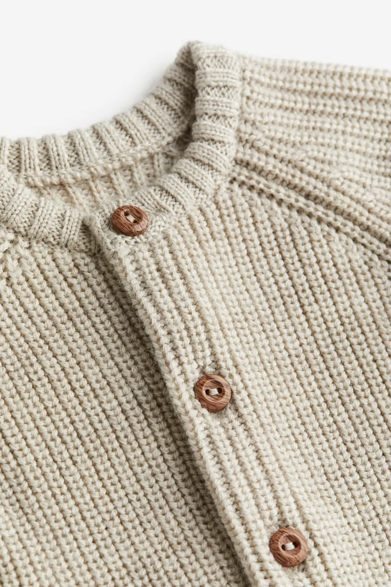 

Вязаный шерстяной кардиган H&M, бежевый