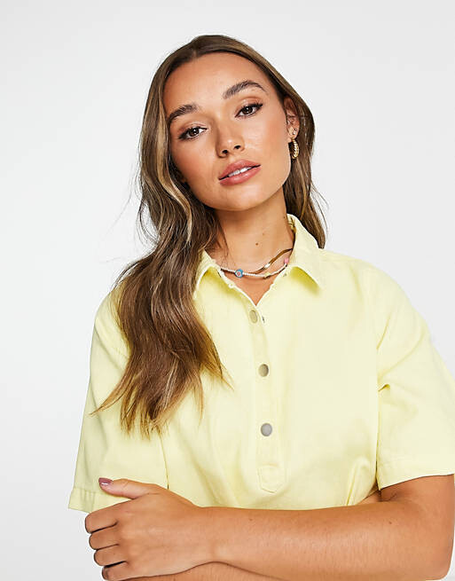 

Желтое джинсовое платье-поло мини Vero Moda