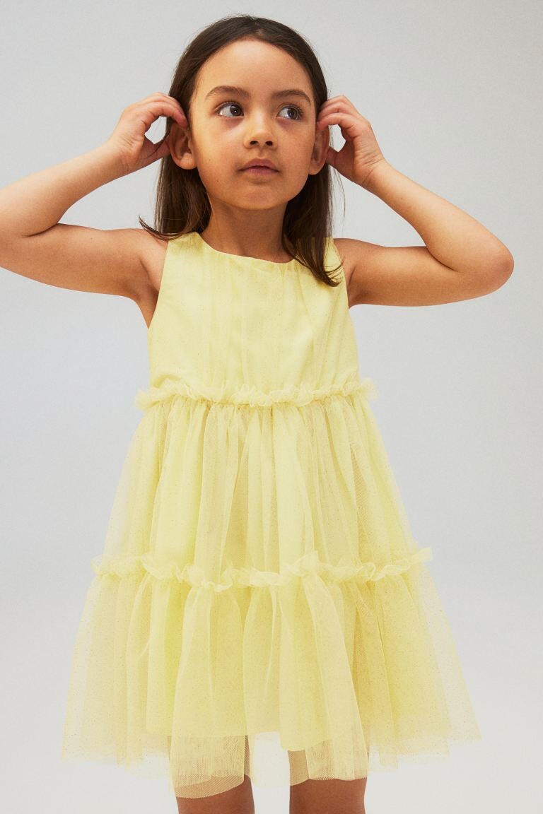 

Платье из тюля с воланами H&M, желтый