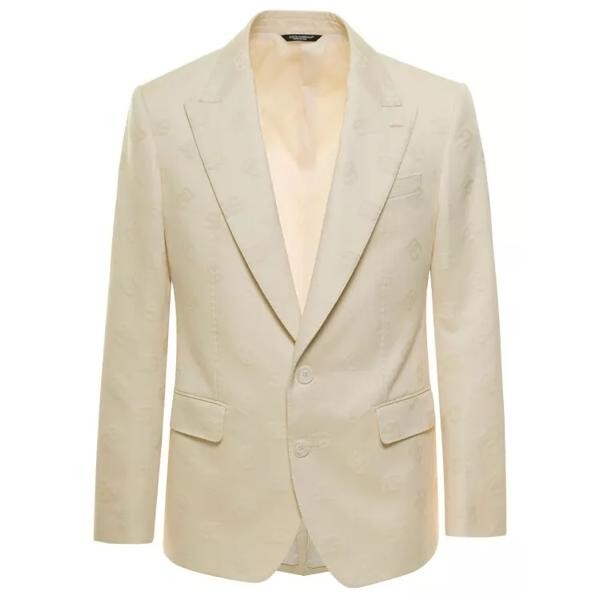 

Куртка beige single-breasted blaze with jacquard logo all Dolce&Gabbana, мультиколор