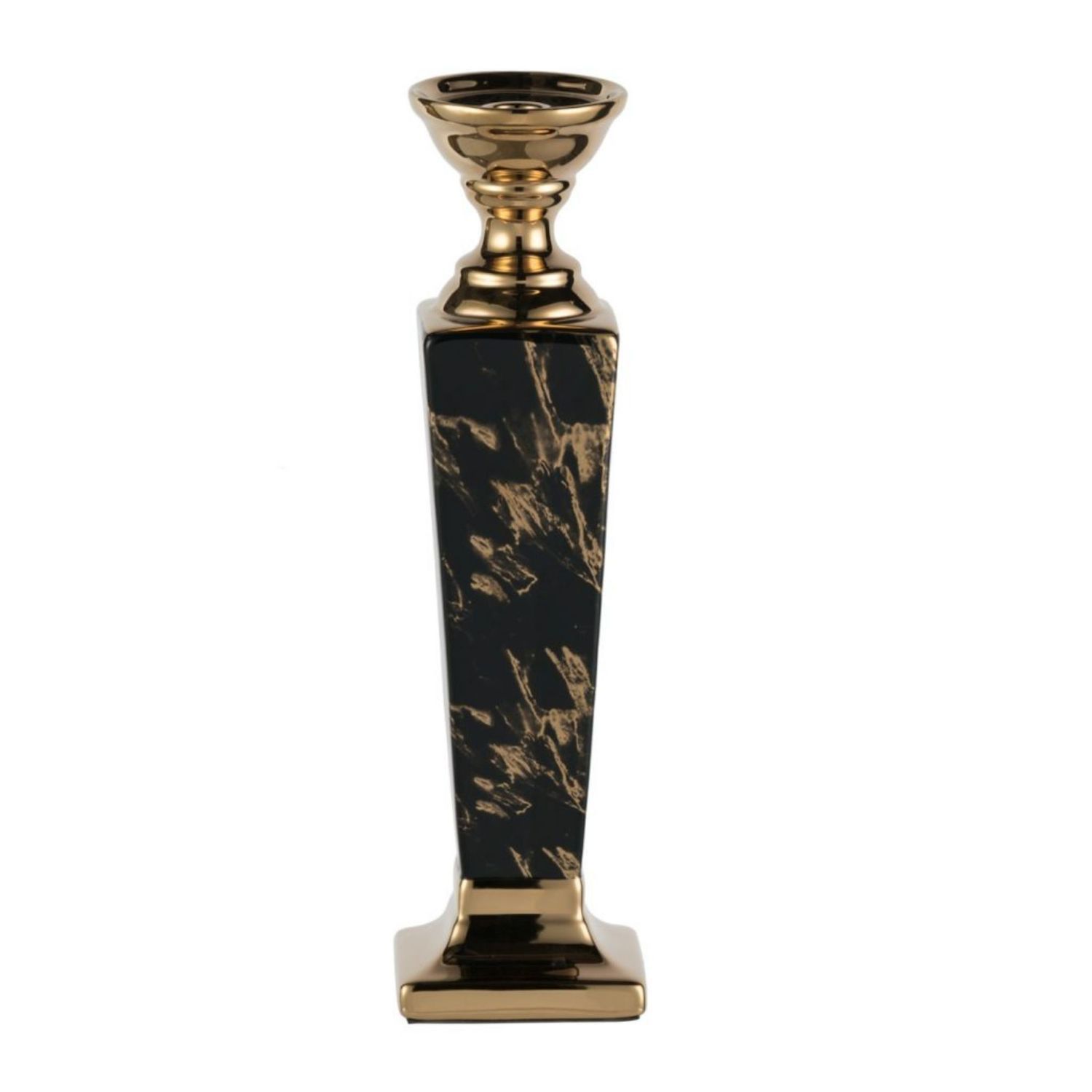 15-дюймовый золотой и черный современный шикарный керамический подсвечник на колонне