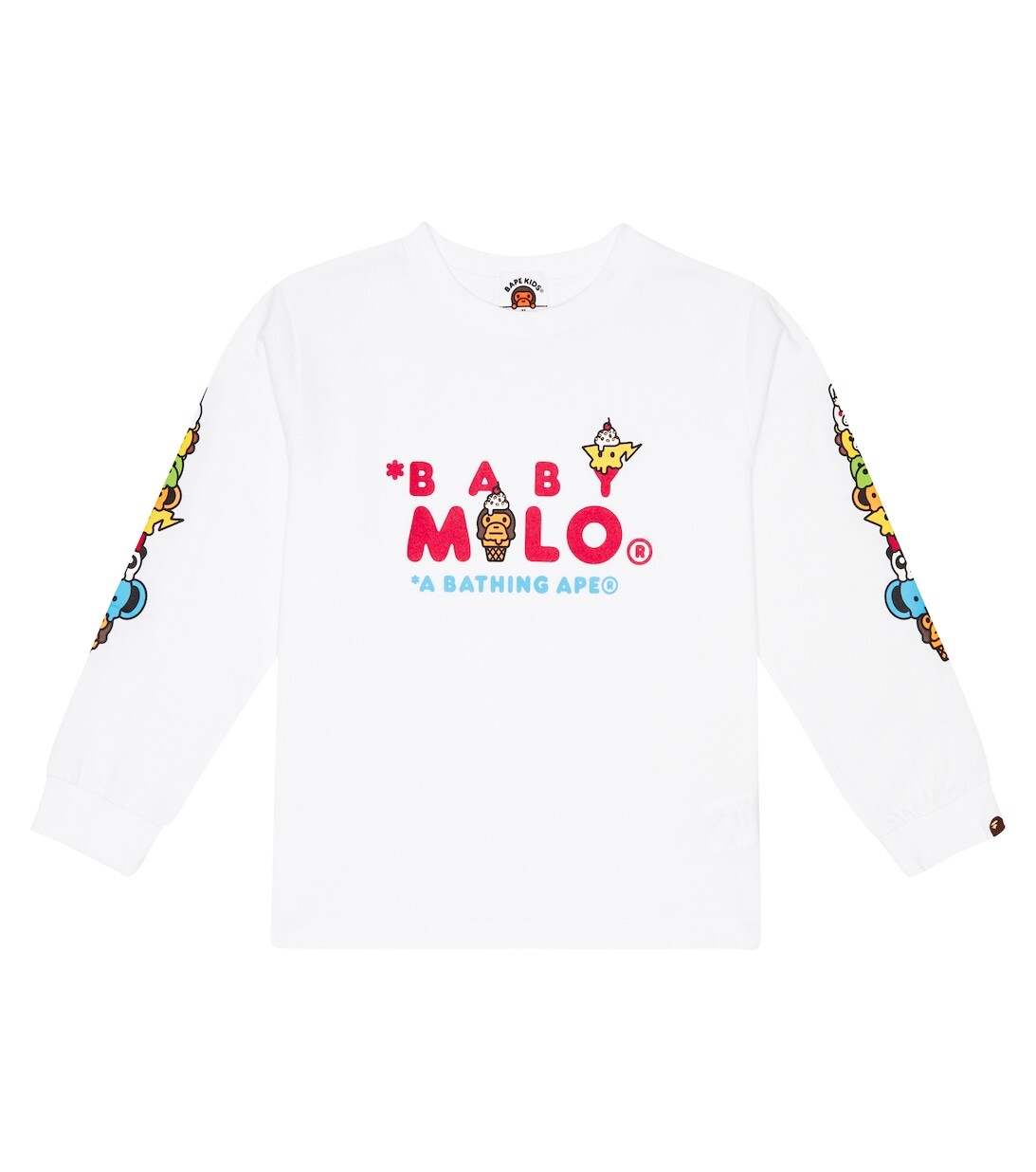 

Хлопковая футболка с длинными рукавами Baby Milo BAPE, белый