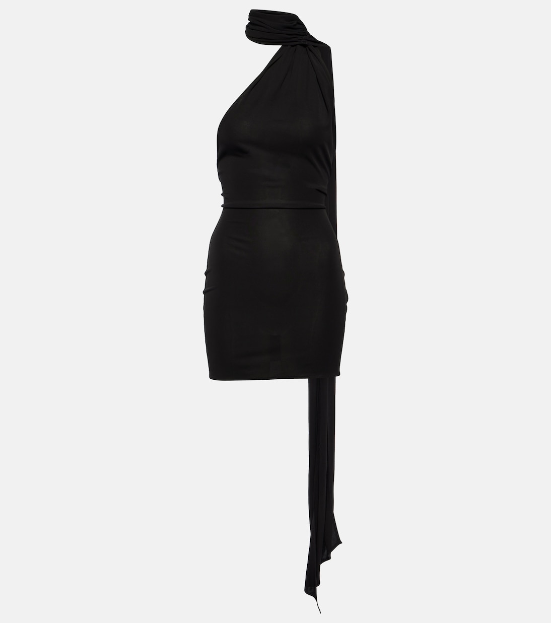цена Мини-платье из джерси с открытой спиной и шарфом Alex Perry, черный