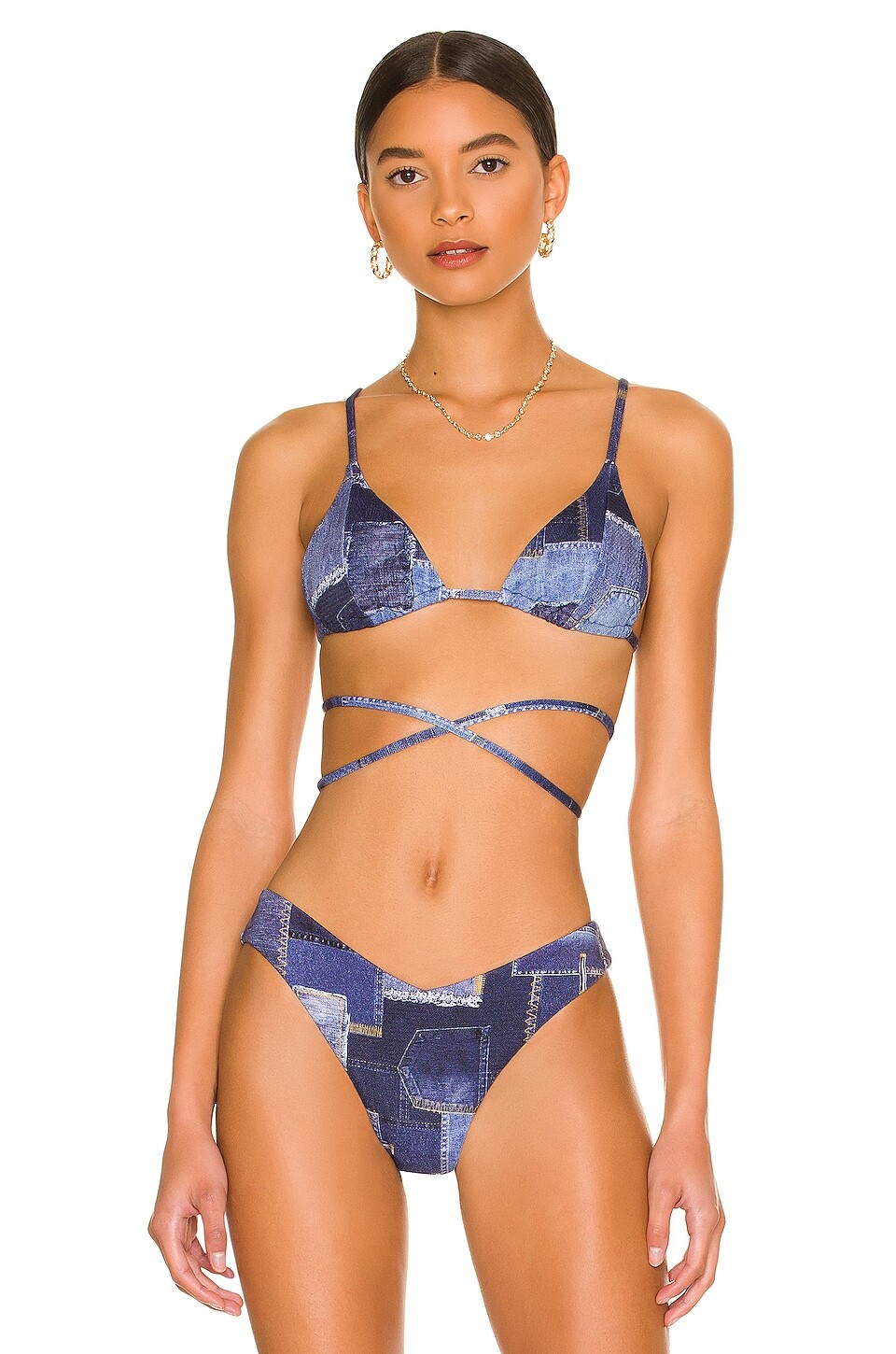 

Топ бикини WeWoreWhat Cooper, цвет Dark Wash