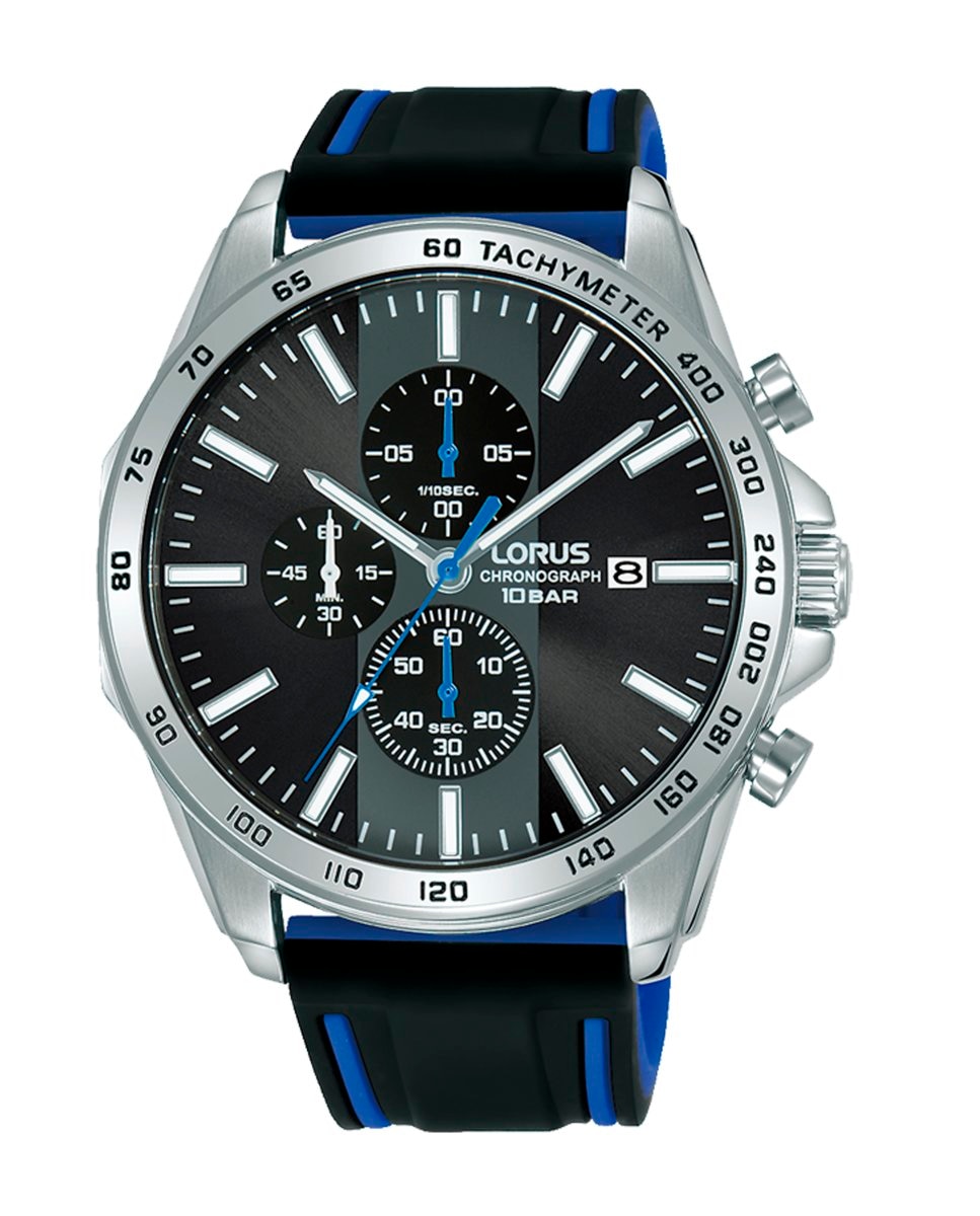 Мужские силиконовые часы Sport man RM347GX9 с черным ремешком Lorus, черный спортивные мужские силиконовые часы r2335px9 с серым ремешком lorus серый