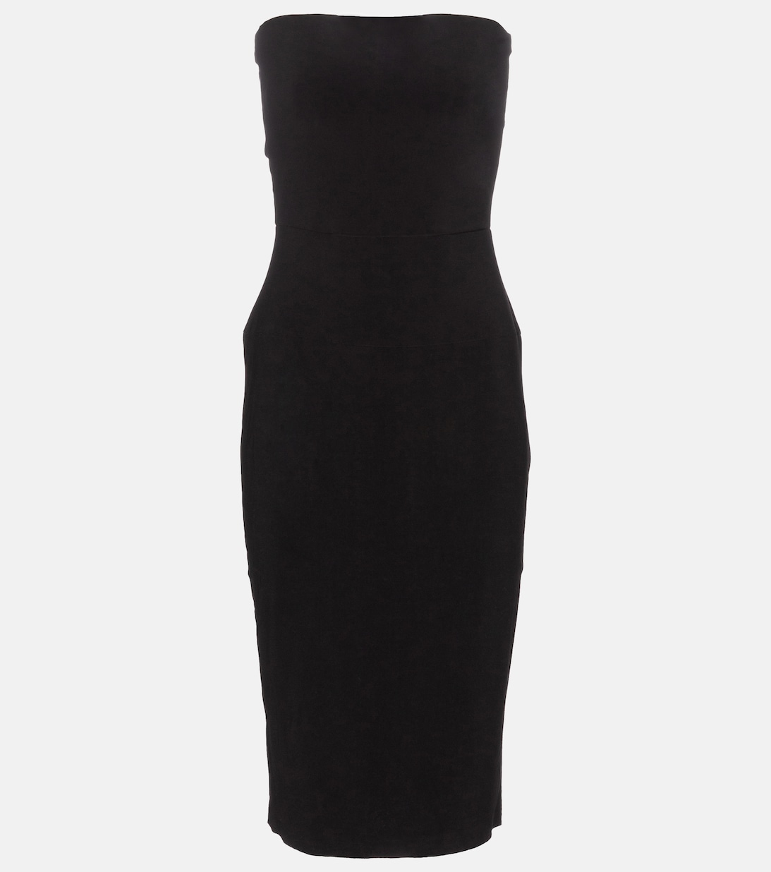 Платье миди из смесового джерси без бретелек NORMA KAMALI, черный фото