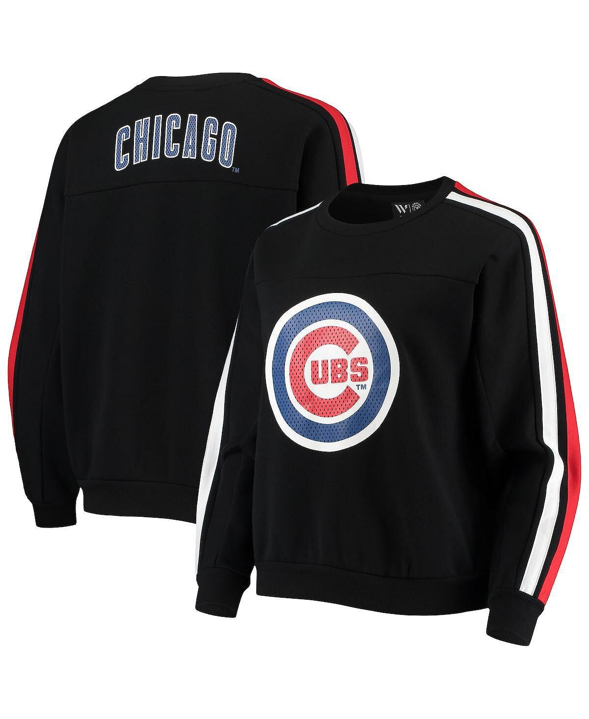 

Черный женский пуловер с перфорированным логотипом Chicago Cubs The Wild Collective, черный