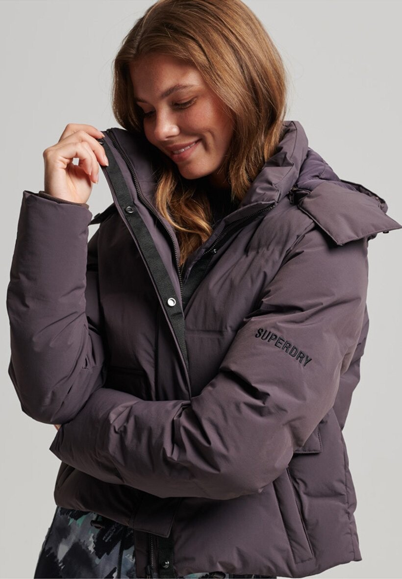 

Куртка зимняя Superdry Train Boxy Puffer, сланцевая, Серый