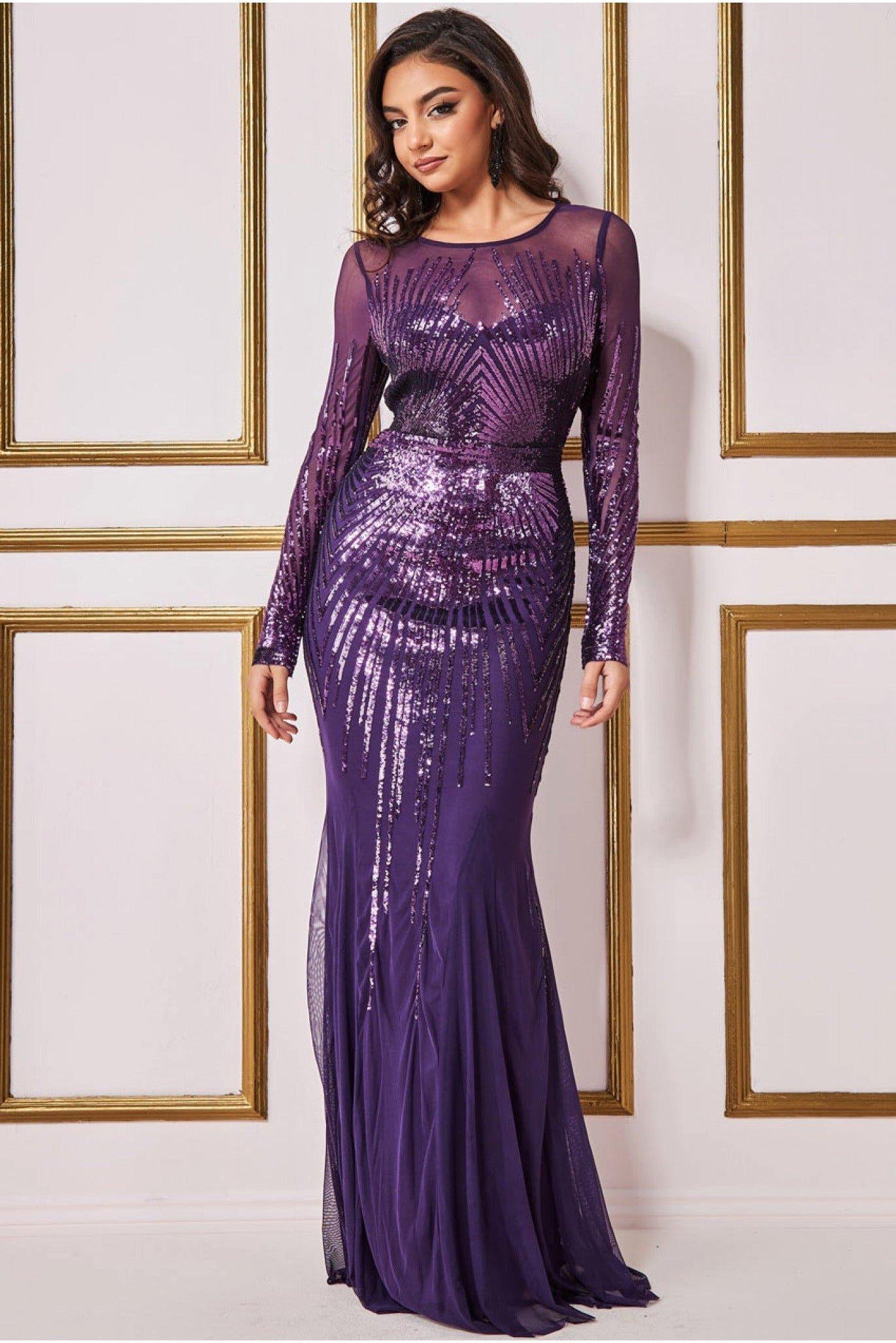 Платье макси с пайетками Shooting Star Goddiva, фиолетовый длинное платье с пайетками h