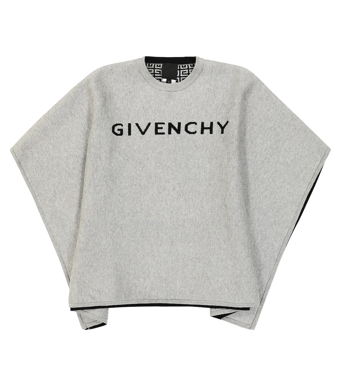 

Двустороннее пончо из хлопка и кашемира плотностью 4 г. Givenchy Kids, серый