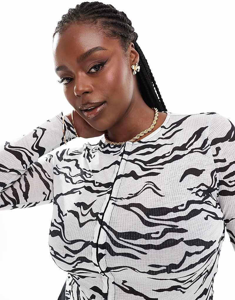 

Кардиган с длинными рукавами и принтом зебры ASOS DESIGN Curve