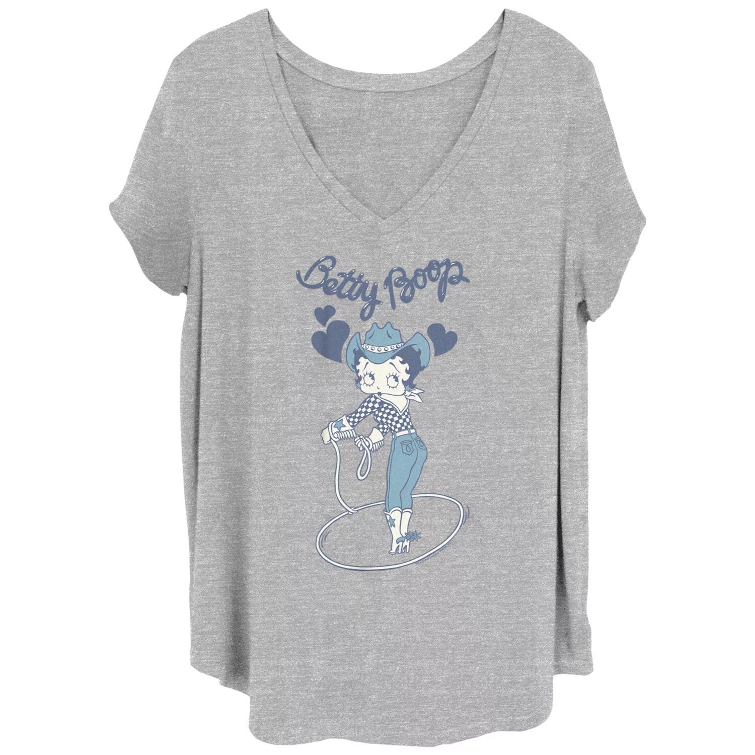 

Детская футболка больших размеров Betty Boop Cowgirl Lasso Trick с v-образным вырезом и рисунком Licensed Character