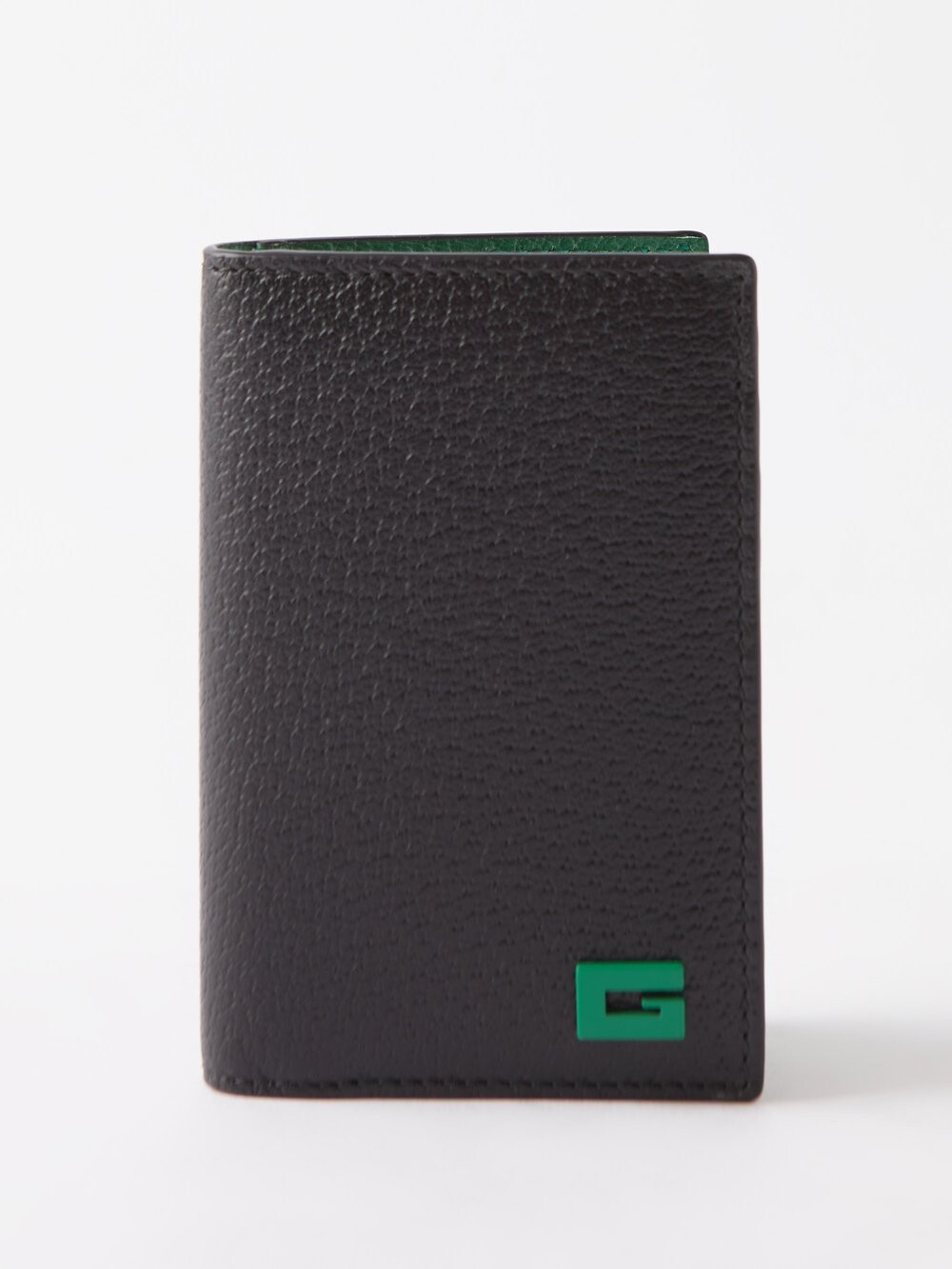 

Картхолдер из зерненой кожи с g-бляшкой Gucci, черный
