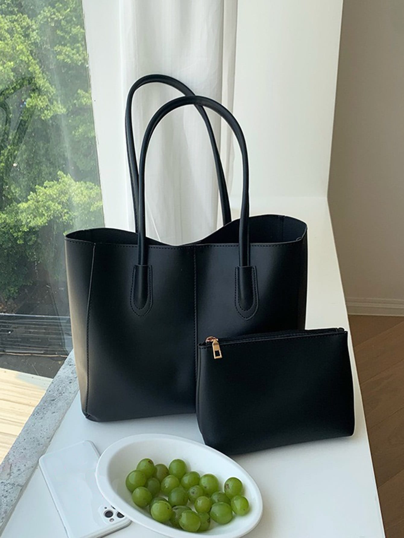 Минималистичная сумка через плечо с внутренней сумкой для девочек-подростков, черный минималистичная большая сумка для ноутбука для женщин коричневый