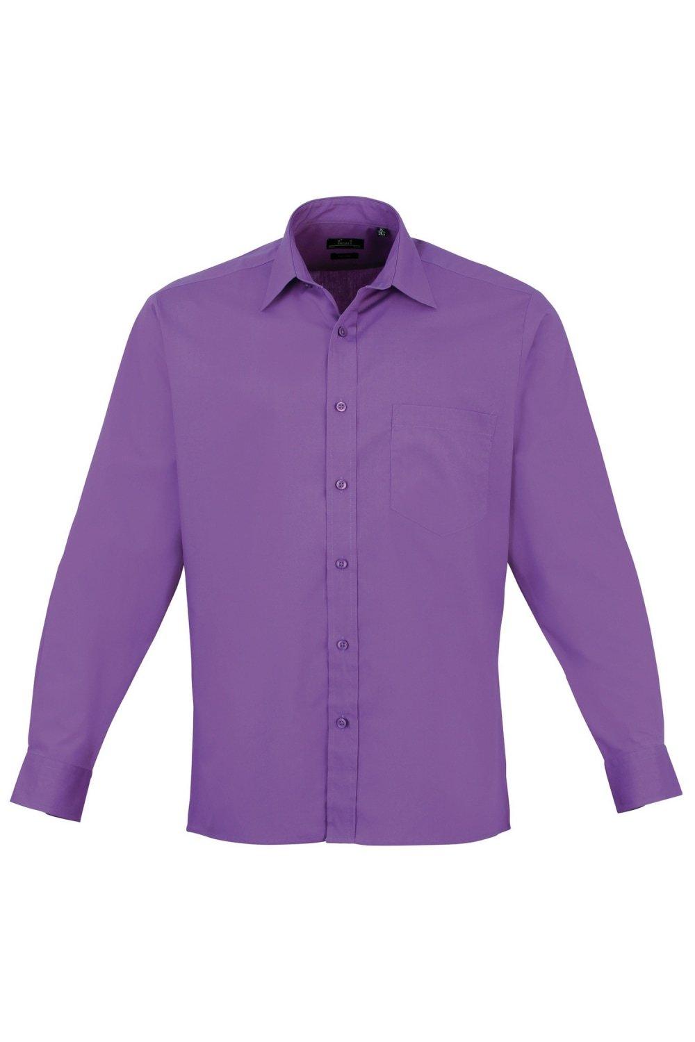 Простая рабочая рубашка из поплина с длинными рукавами Premier, фиолетовый
