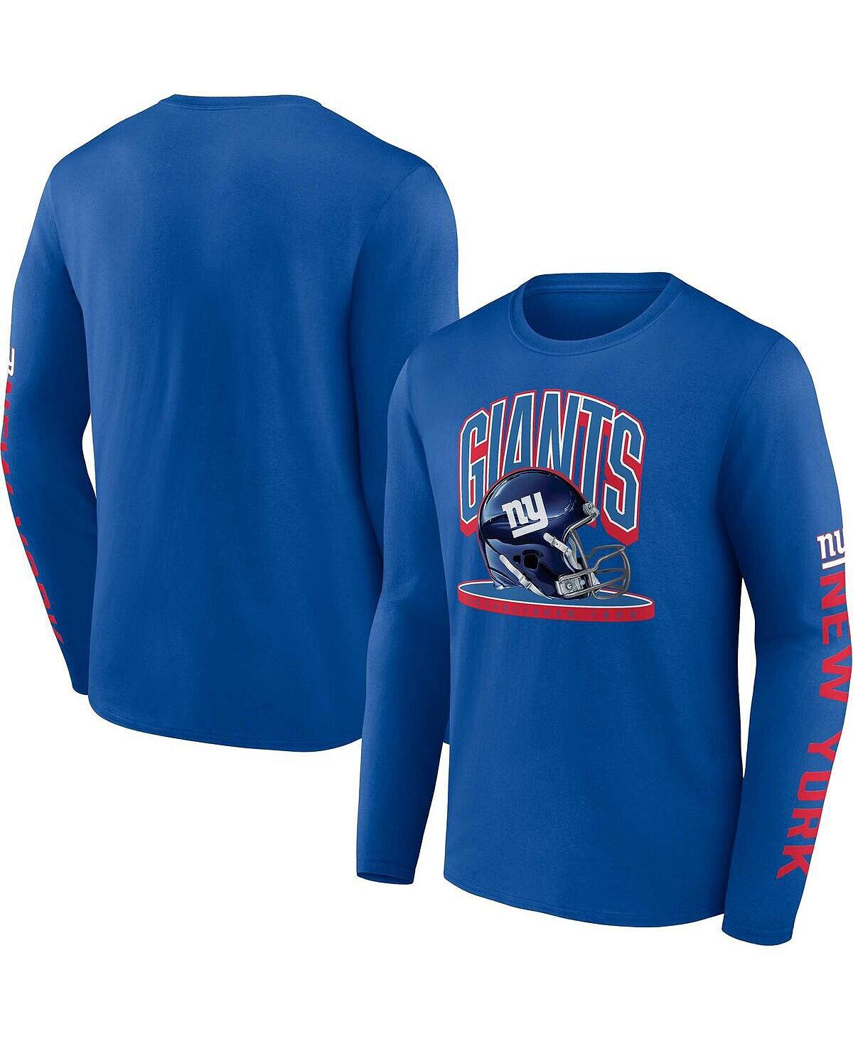 

Мужская футболка с длинным рукавом на платформе и шлемом Royal New York Giants Fanatics