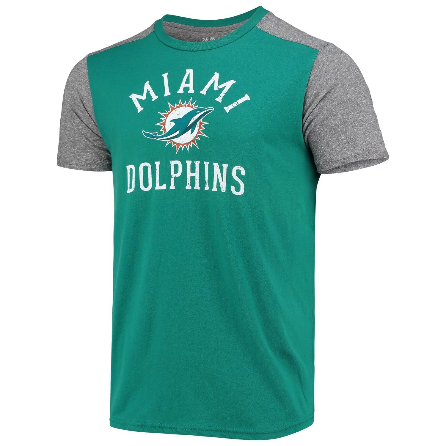 Мужская футболка цвета морской волны/серого цвета Miami Dolphins Field Goal Slub Majestic мужская футболка темно синего серого цвета с нитками houston texans field goal slub majestic
