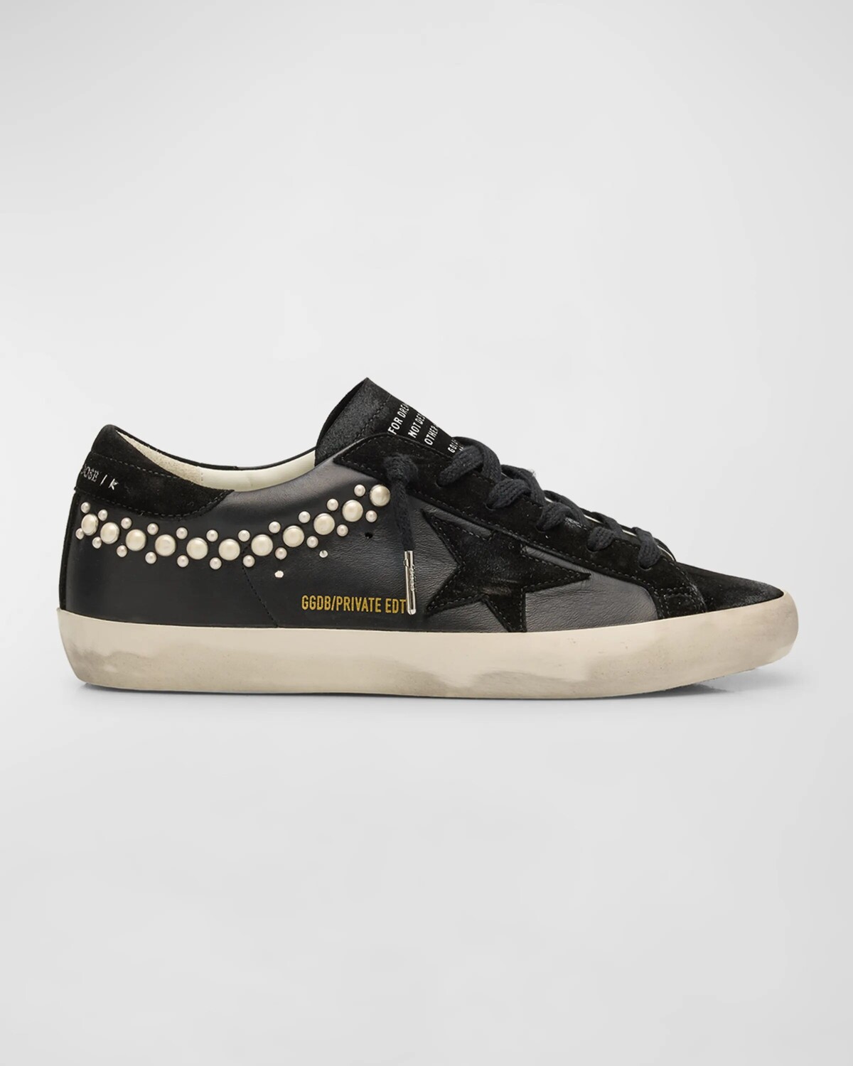

Кожаные низкие кеды Superstar с жемчужными заклепками Golden Goose, черный