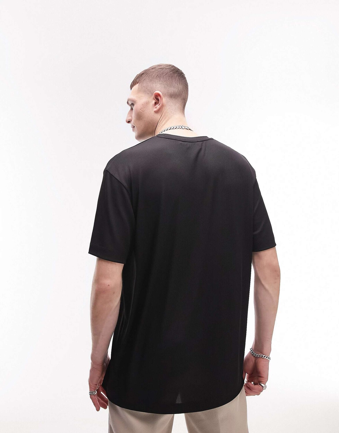 

Черная оверсайз-футболка в рубчик Topman, Черный