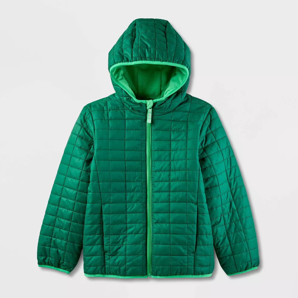 

Детская однотонная стеганая куртка - Cat & Jack, цвет Dark Green