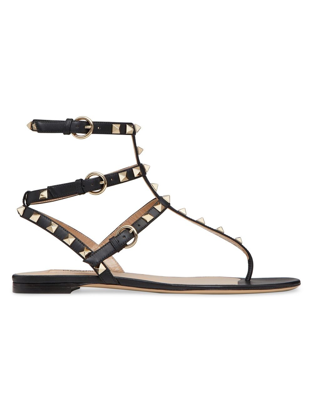 

Сандалии Rockstud из телячьей кожи на плоской подошве Valentino Garavani, черный