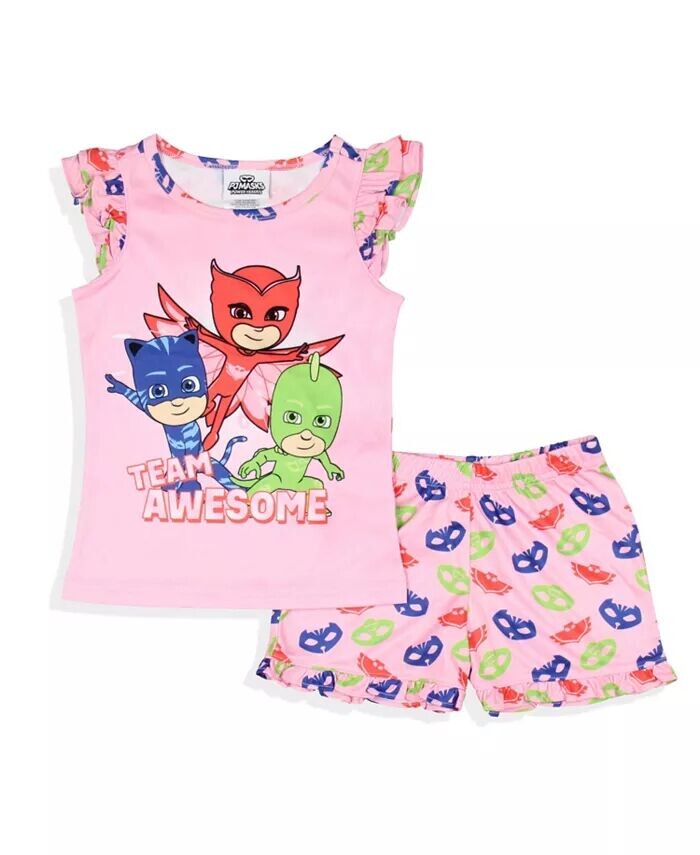 

Пижама для сна Gekko Cat Owlette Team для маленьких девочек, комплект для сна, шорты Pj Masks, розовый