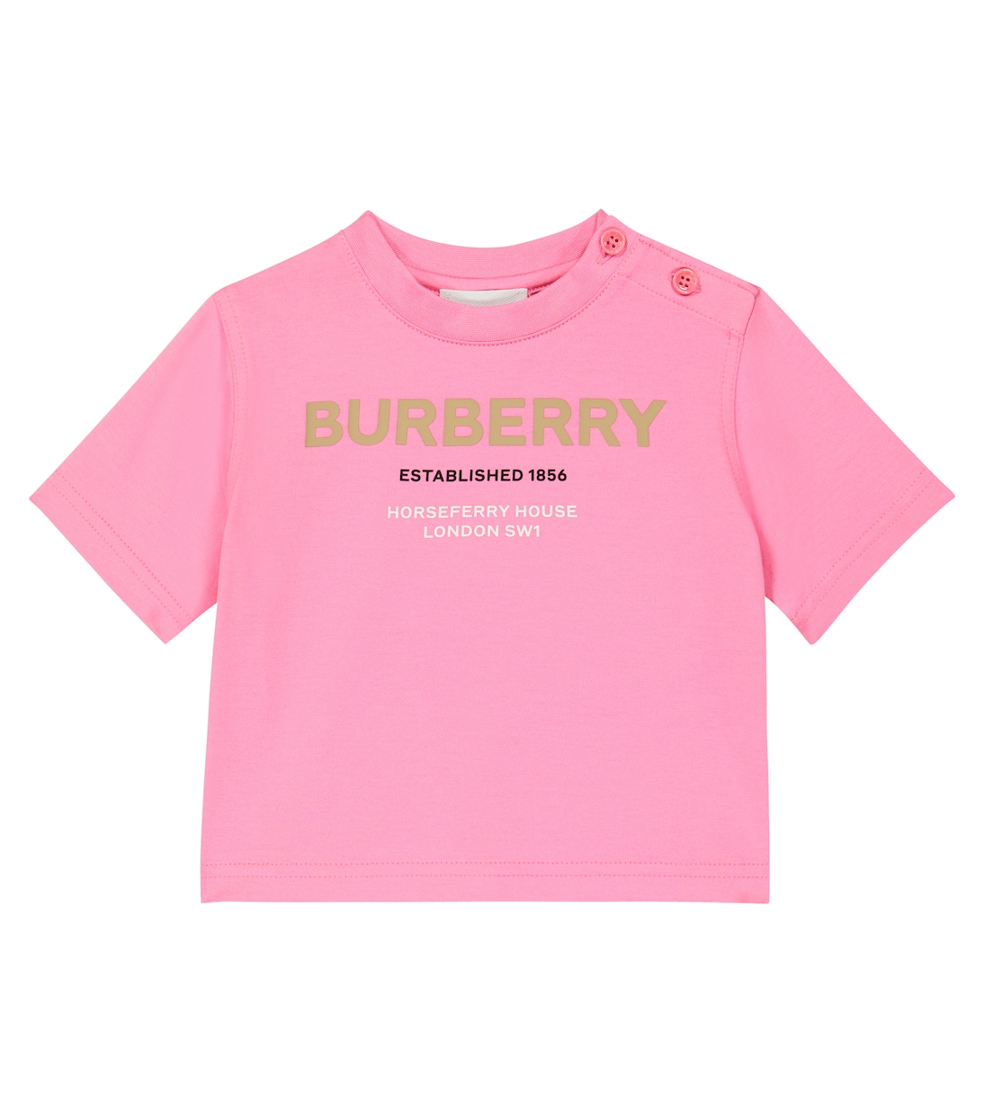 розовый кожаный клатч burberry белый Футболка из смесового хлопка с детским принтом Burberry Kids, розовый