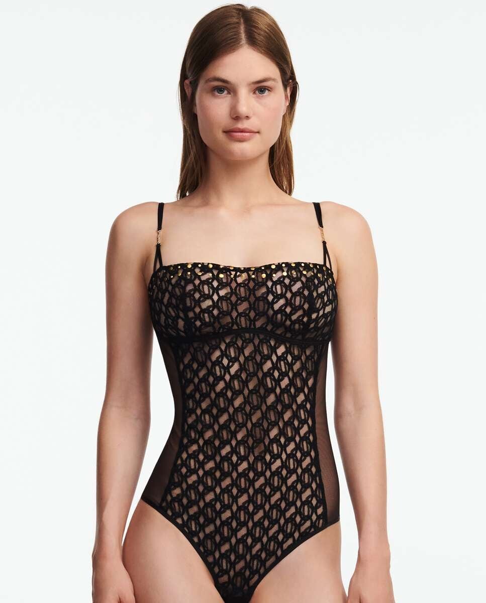

Боди Metallx с кружевом и тюлем CHANTELLE X, черный