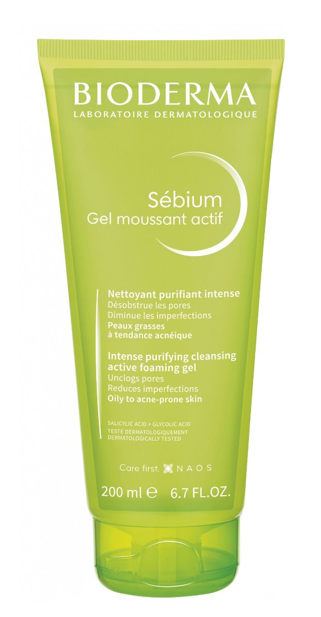 Bioderma Sebium Gel Moussant Actif гель для умывания лица, 200 ml bioderma sebium gel moussant face wash 200ml