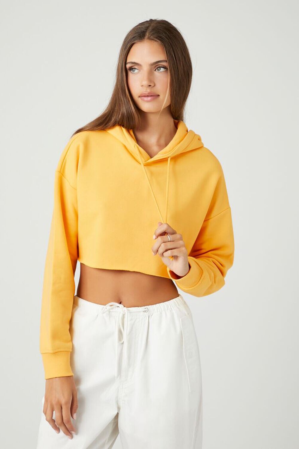 

Укороченное флисовое худи с необработанным кроем Forever 21