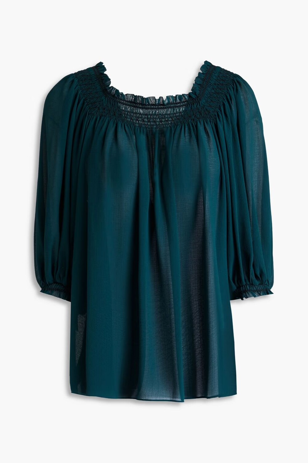 

Блузка из крепа с присборенными краями See By Chloé, изумруд