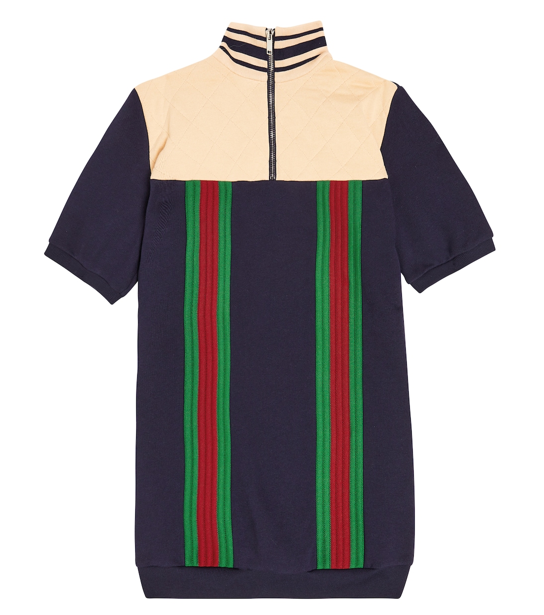 

Платье из хлопкового джерси с аппликацией web stripe Gucci, синий