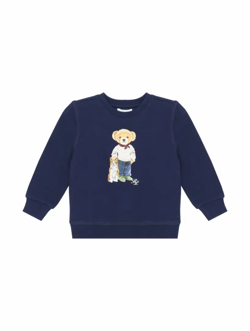 Хлопковый свитшот Polo Bear Ralph Lauren, тёмно-синий