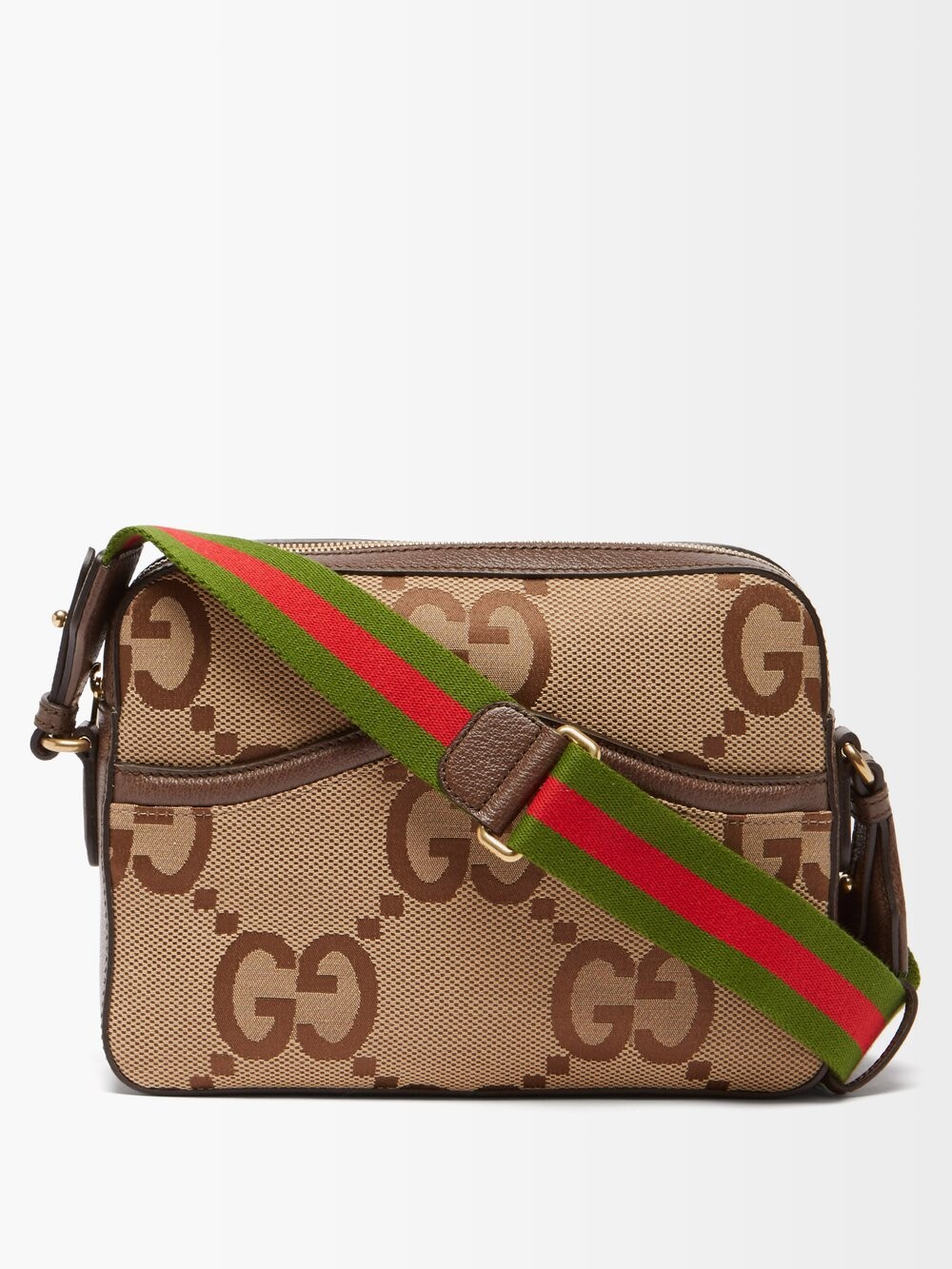 

Сумка через плечо из жаккардовой ткани и кожи с узором gg Gucci, коричневый