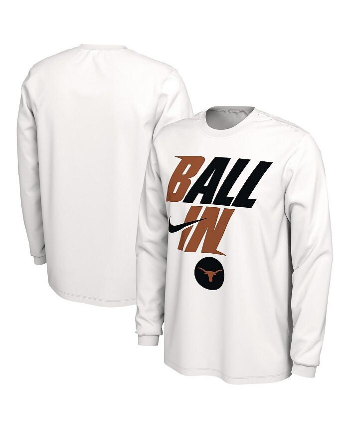 

Мужская белая футболка с длинным рукавом Texas Longhorns Ball In Bench Nike, цвет White