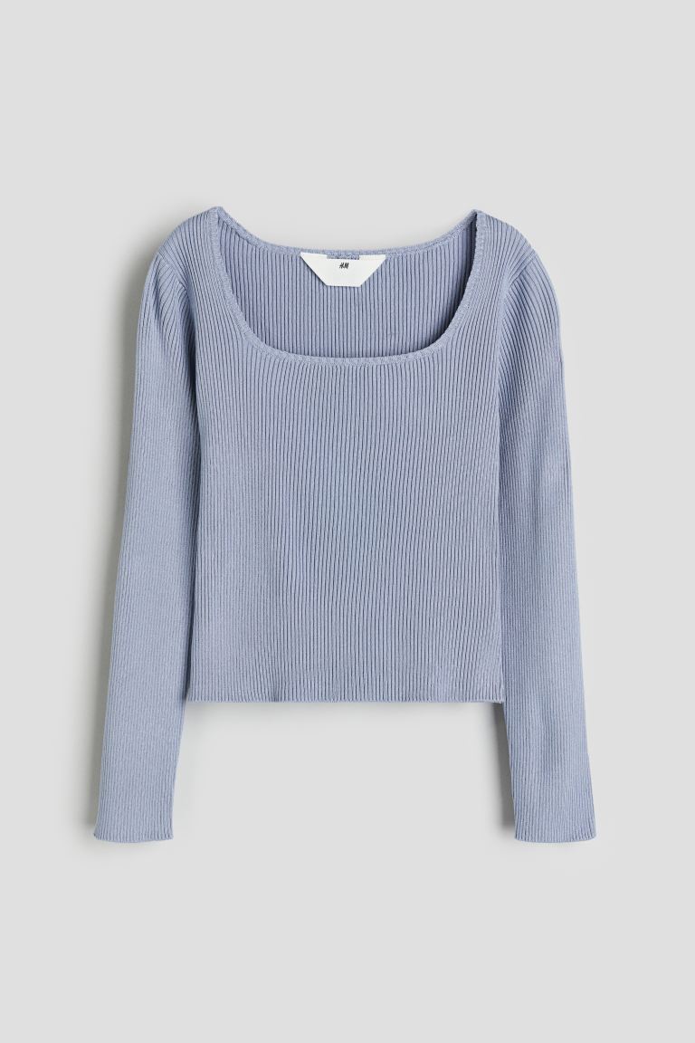 Ребристый свитер H&M, синий свитер zara длинный рукав средней длины размер 104 синий