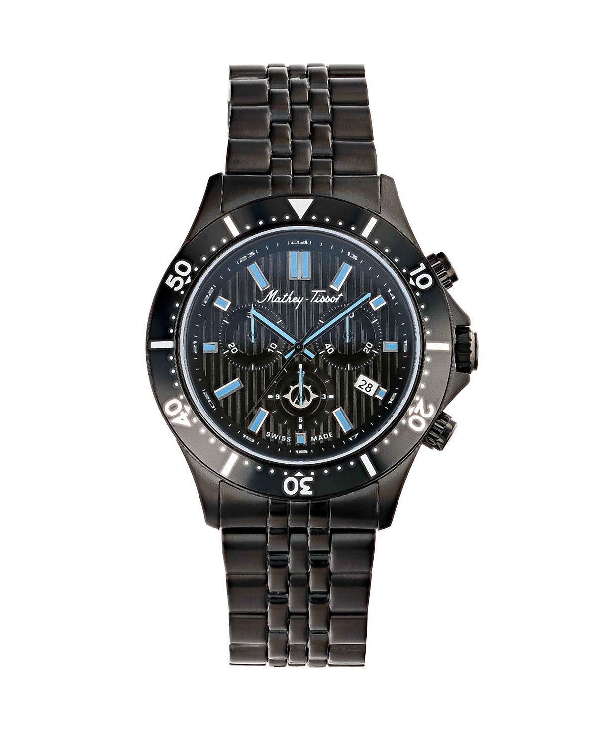 

Мужские часы Expedition Chronograph Collection, черные часы с браслетом из нержавеющей стали, 43 мм Mathey-Tissot, черный