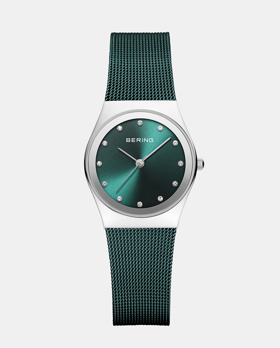 цена Классические женские часы 12927-808 со стальной сеткой Bering, зеленый