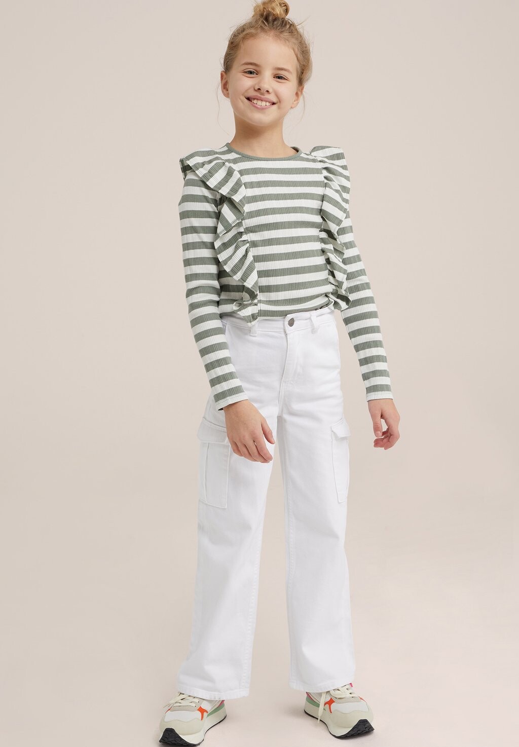 

Футболка с длинным рукавом WE Fashion, зеленая, Зеленый