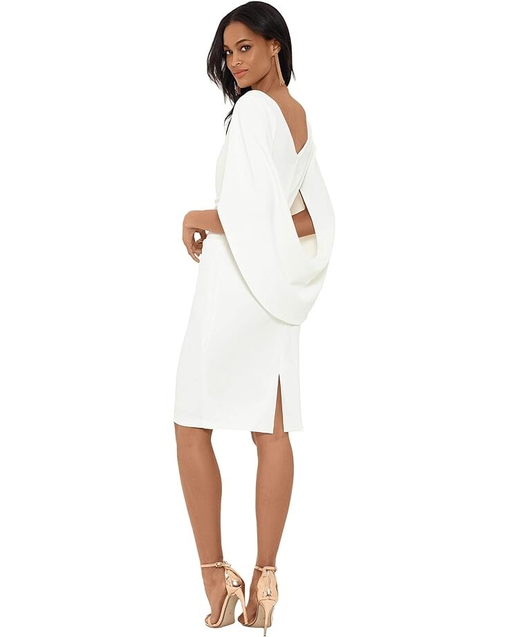 

Платье Betsy & Adam Short Ruched Crepe Drape Back Sleeve, белый