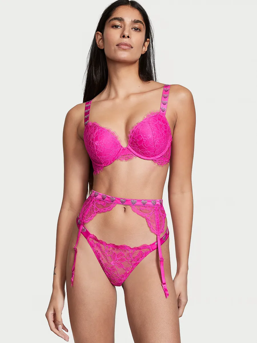 

Кружевной пояс с блестящими подвязками Very Sexy, цвет Fuschia Frenzy