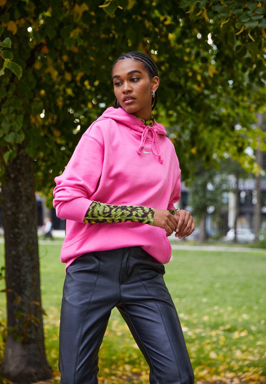 

Толстовка с капюшоном Nike Phoenix Fleece Pant, розовый/парус