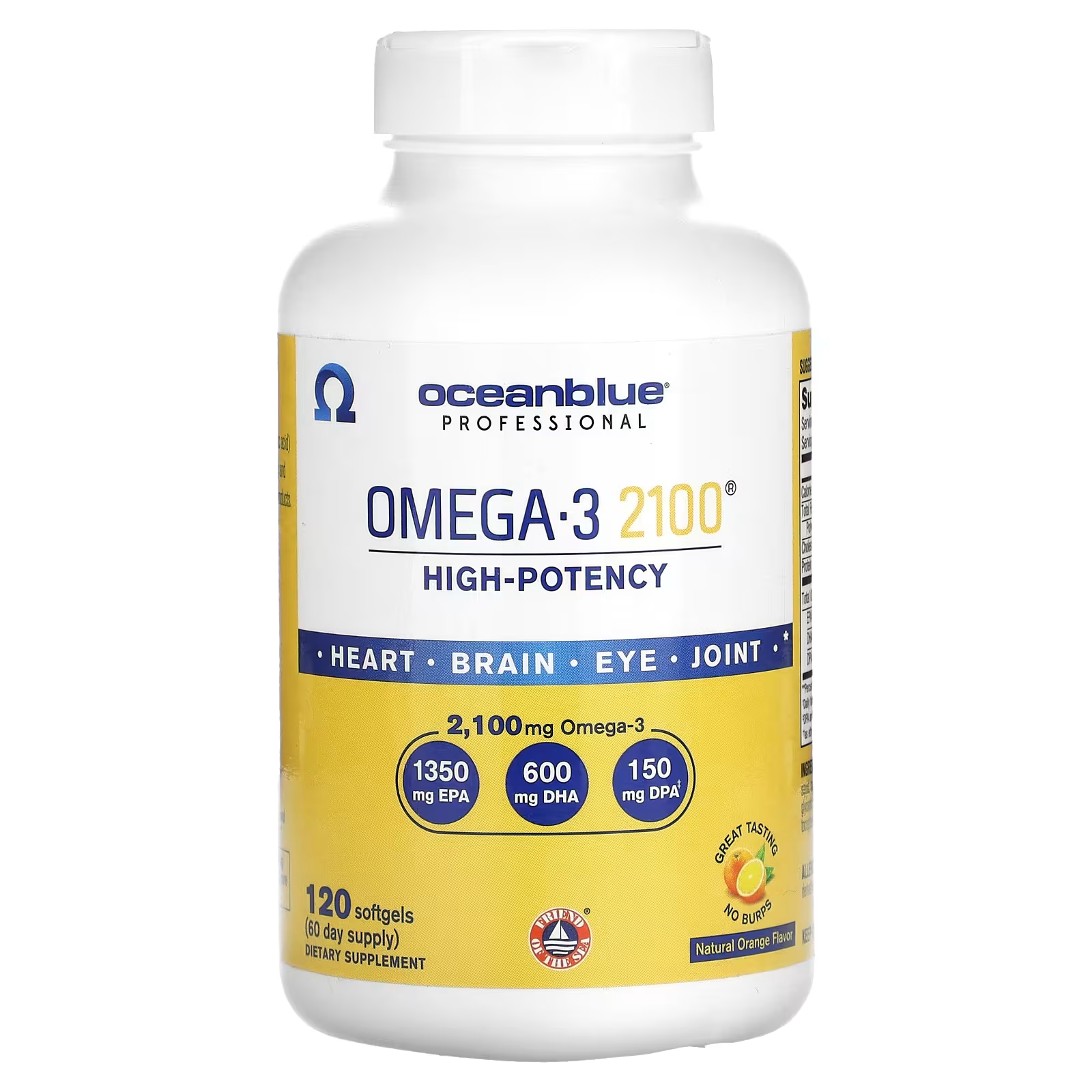 OceanBlue Professional Omega-3 2100, высокоэффективный натуральный апельсин, 2100 мг, 120 мягких таблеток