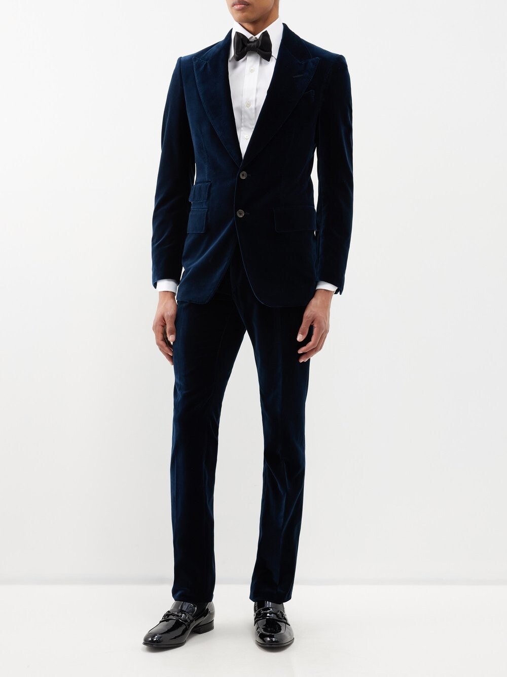 

Костюм shelton из хлопка и бархата Tom Ford, синий