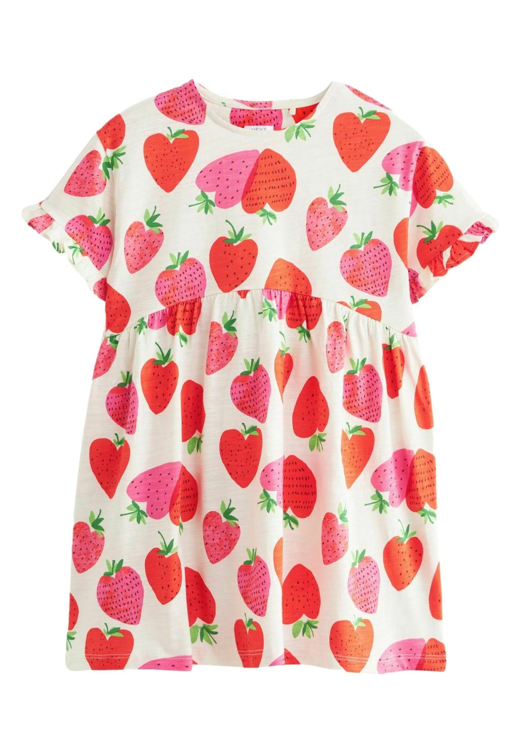 Платье из джерси SHORT SLEEVE REGULAR FIT Next, цвет ecru white pink red strawberry print