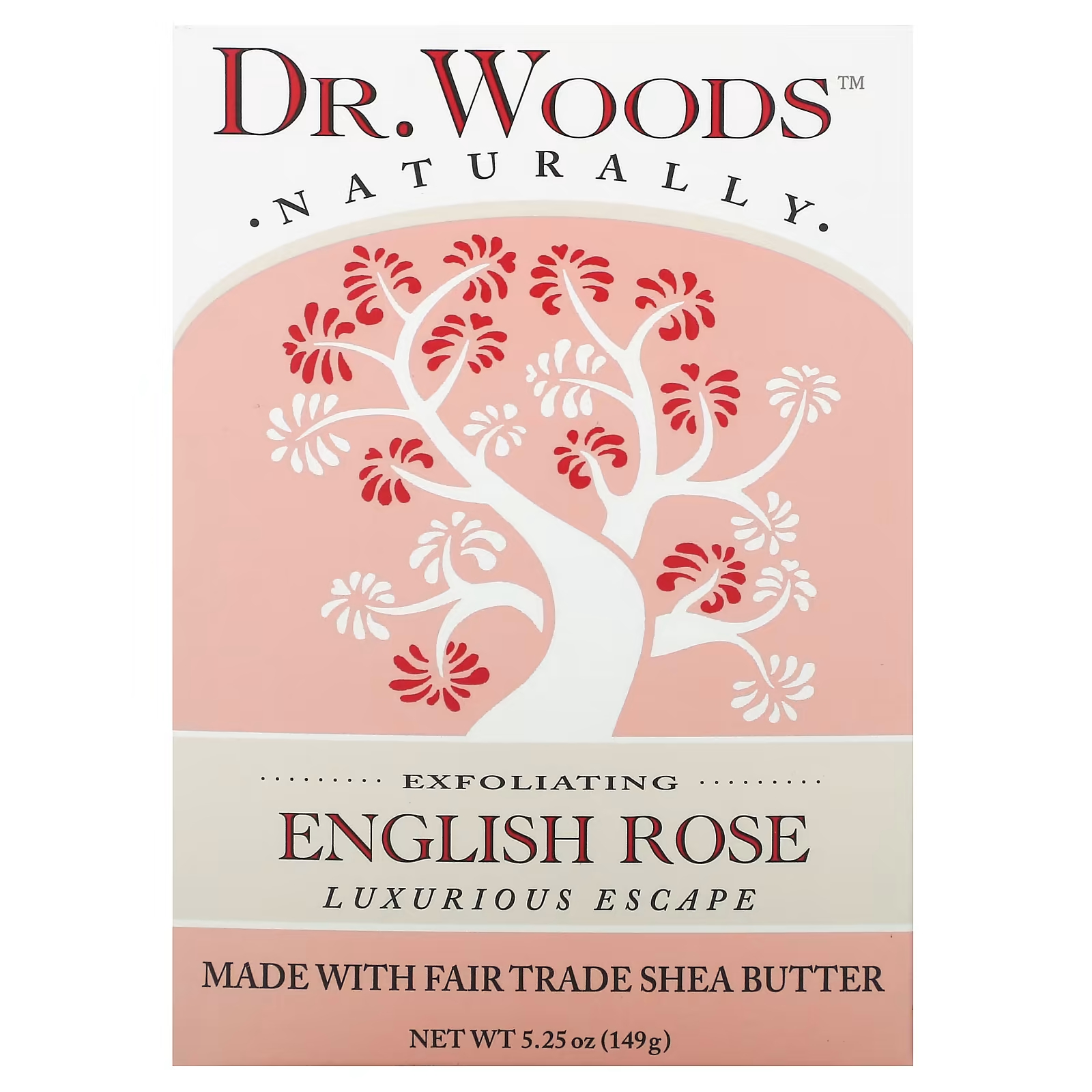 Woods Отшелушивающее мыло «Английская роза», 5,25 унции (149 г) Dr. Woods dr woods брусковое мыло имбирь и цитрус 149 г 5 25 унции