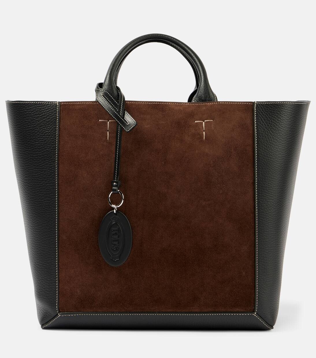

Сумка-шоппер Double Up Medium из кожи и замши Tod'S, цвет marrone africa+nero