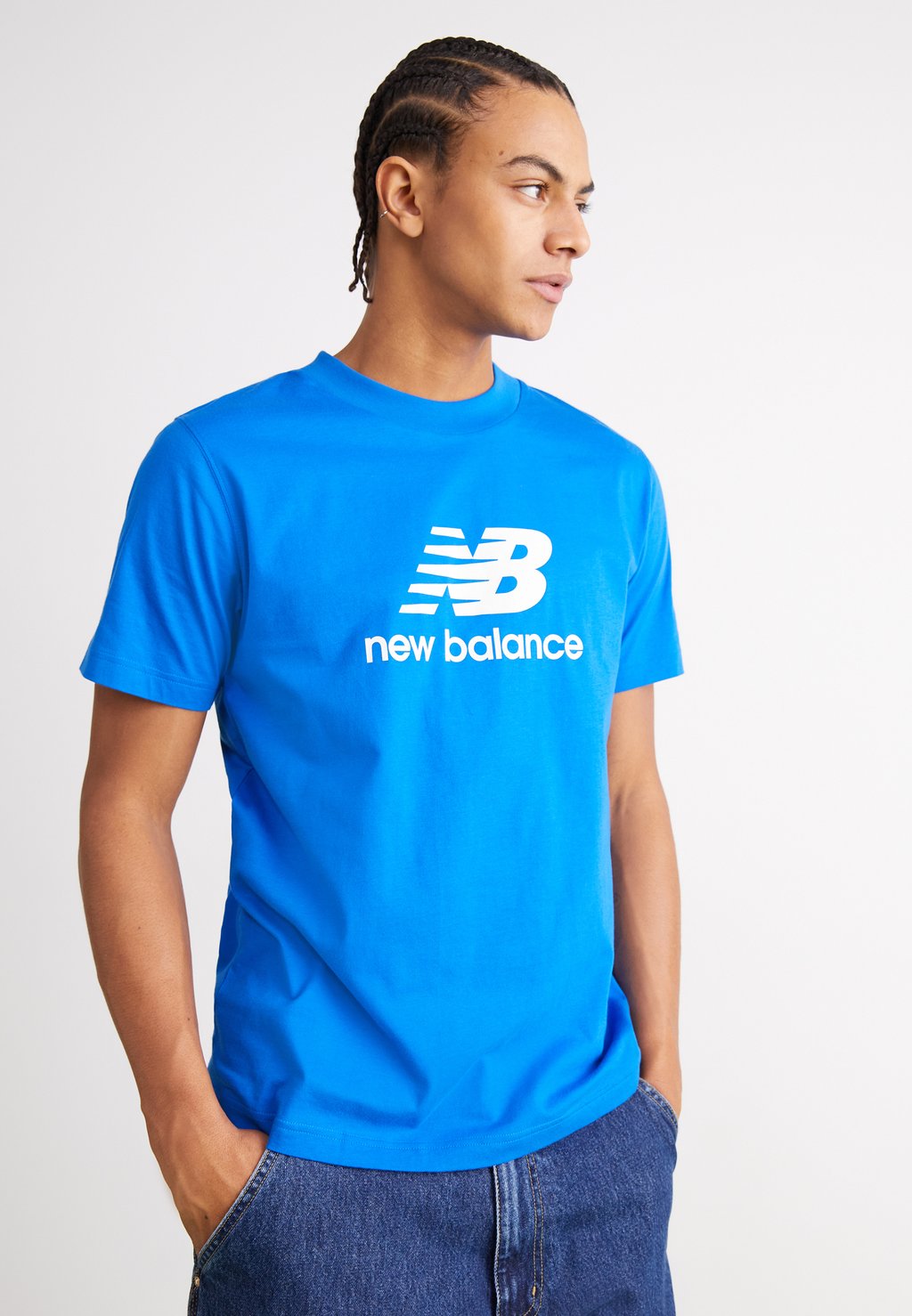 

футболка с принтом Essentials Stacked Logo New Balance, синий