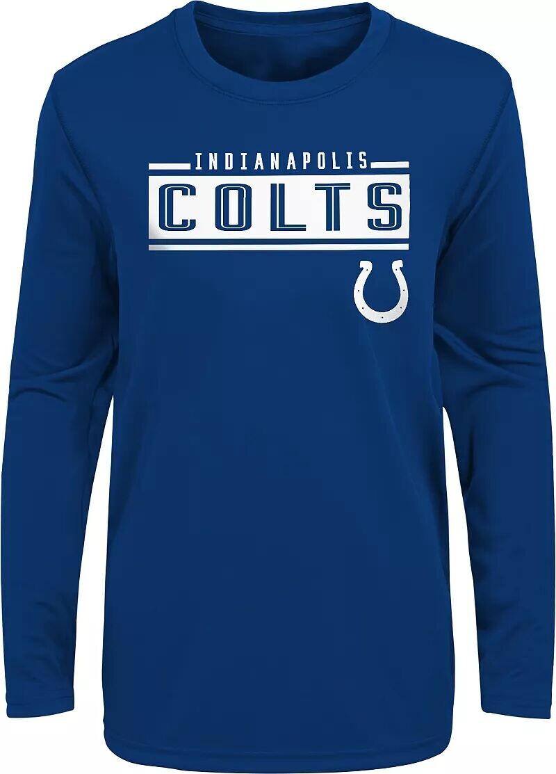 

Синяя футболка с длинными рукавами Indianapolis Colts Amped Up для мальчиков NFL Team Apparel