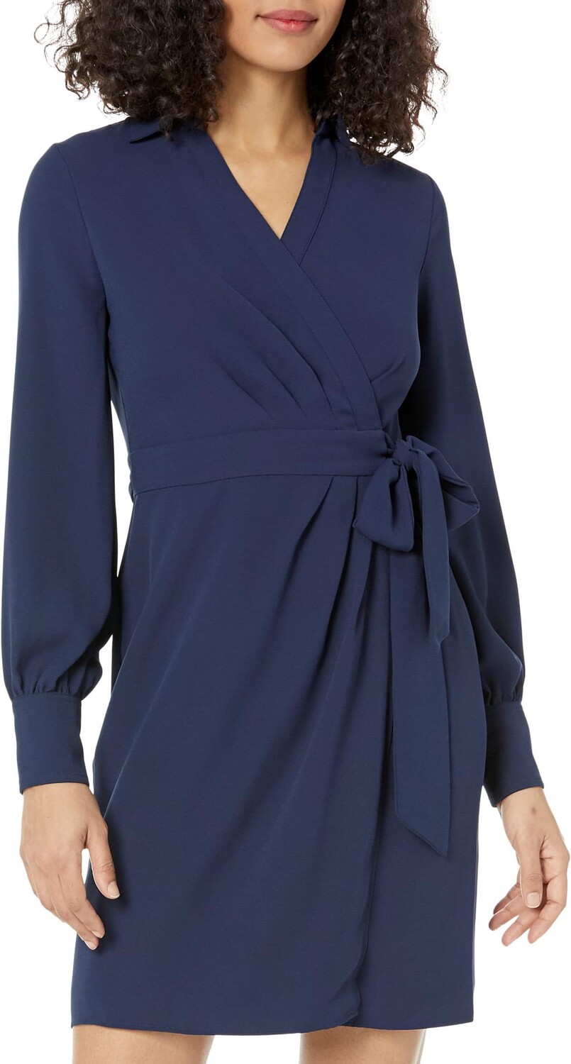 

Двустороннее платье с запахом из жоржета LAUREN Ralph Lauren, цвет French Navy